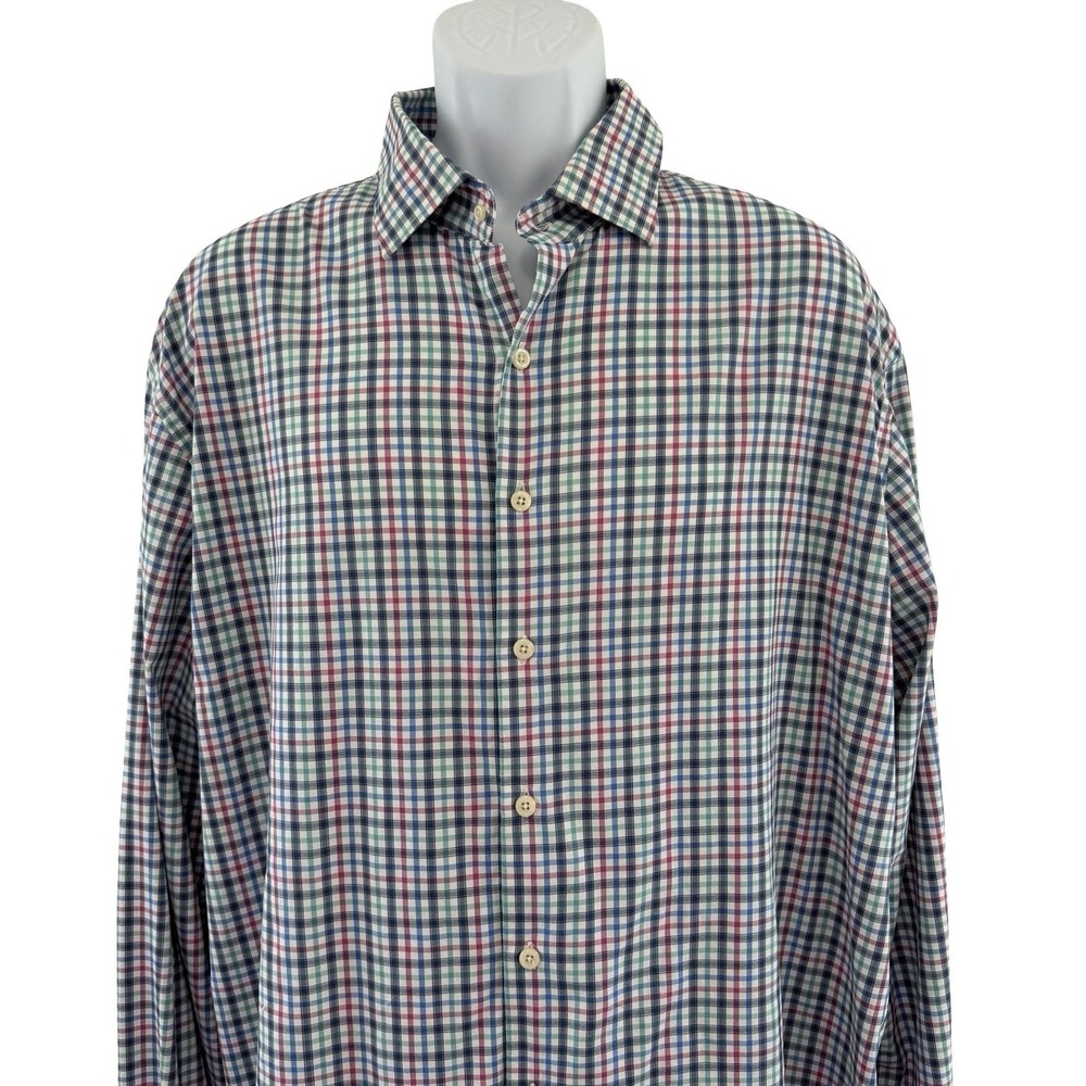 Peter Millar Shirt Mens XL Multicolor Check Summer Comfort Stretch Button Up